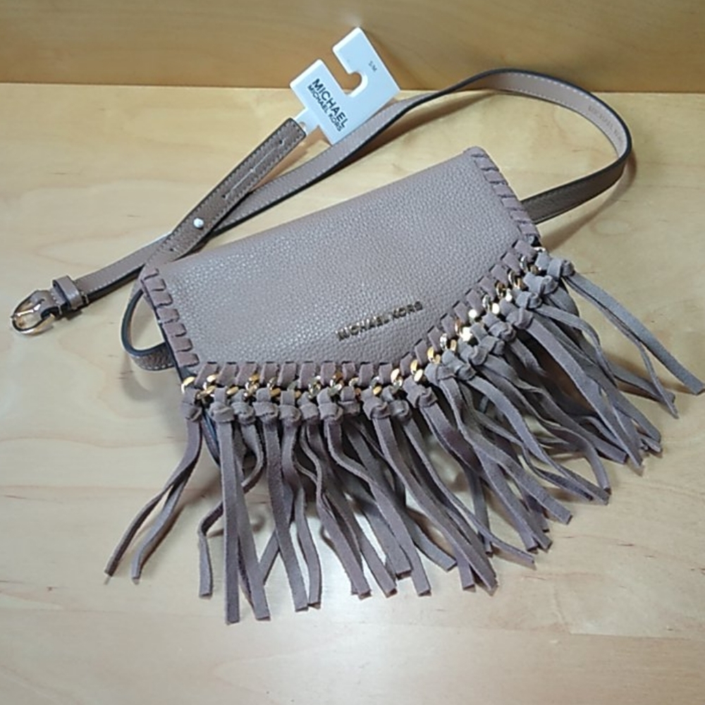 Michael Kors Leather & Suede Fringe Fanny Pack